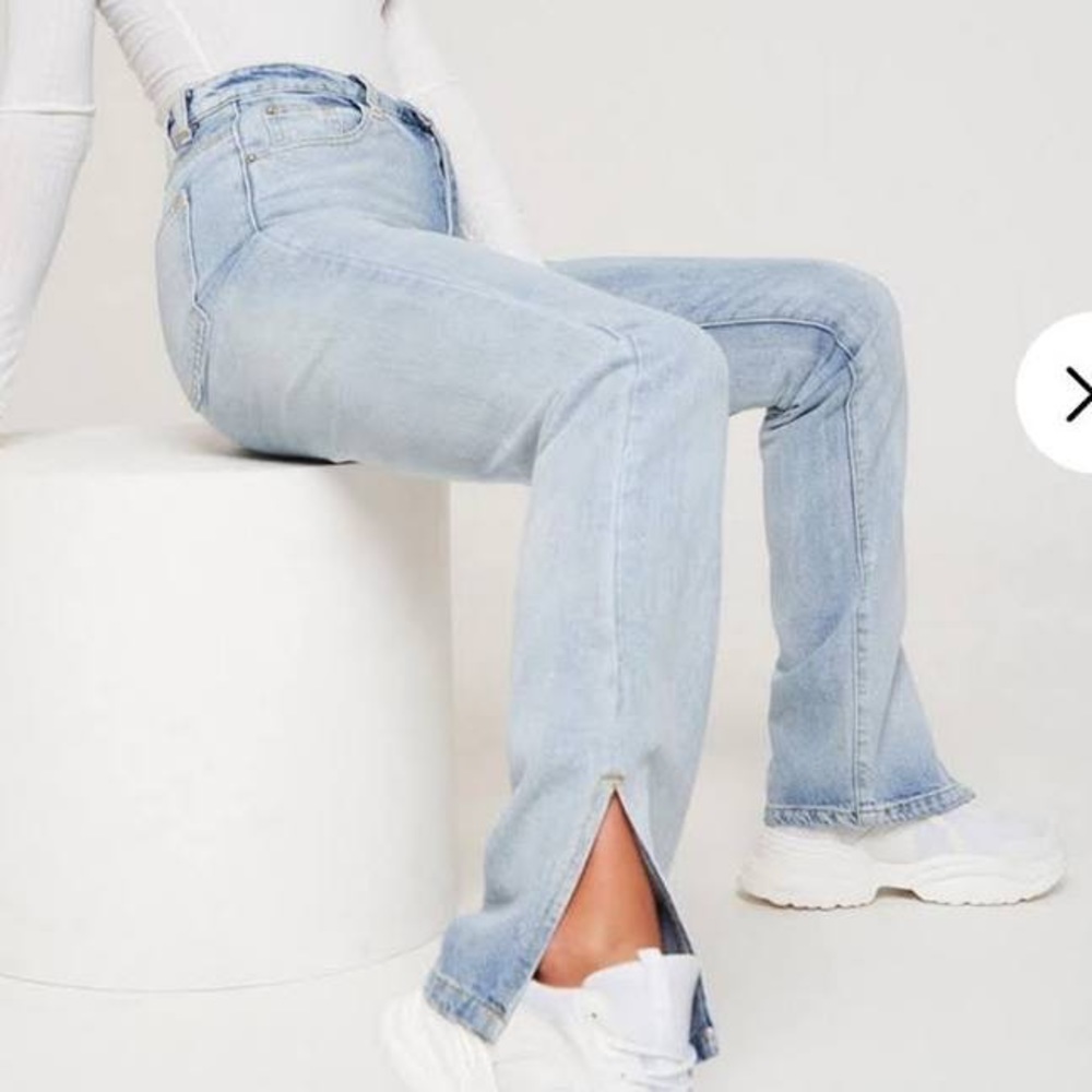 Split Hem Missguided Light Wash Jeans